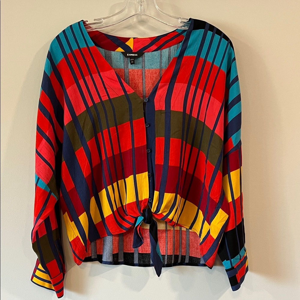 Express - small, Multicolor Striped Blouse, Cropped